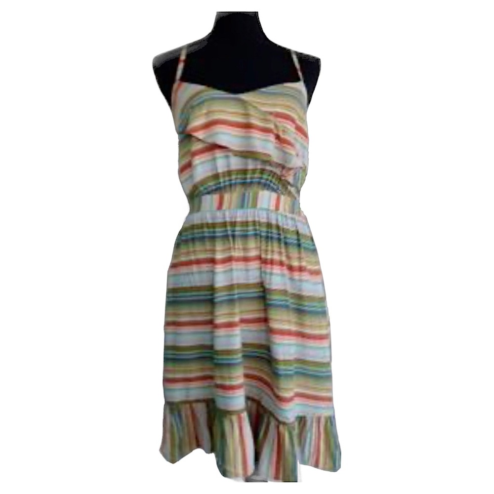 Xhilaration Spaghetti Strap Retro Striped Sundress S